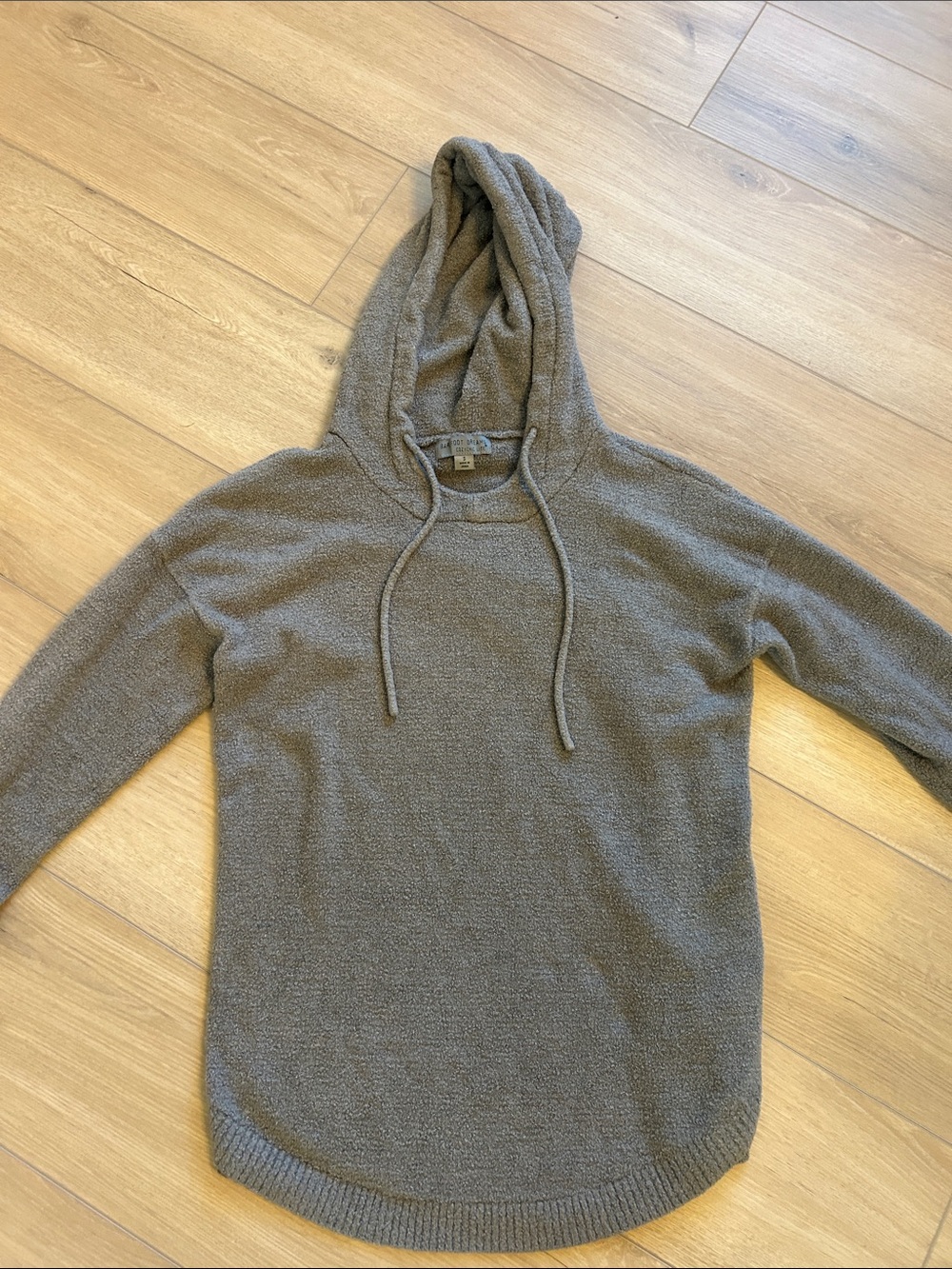 Barefoot Dreams Hooded Pullover Sweater in Taupe Gray
